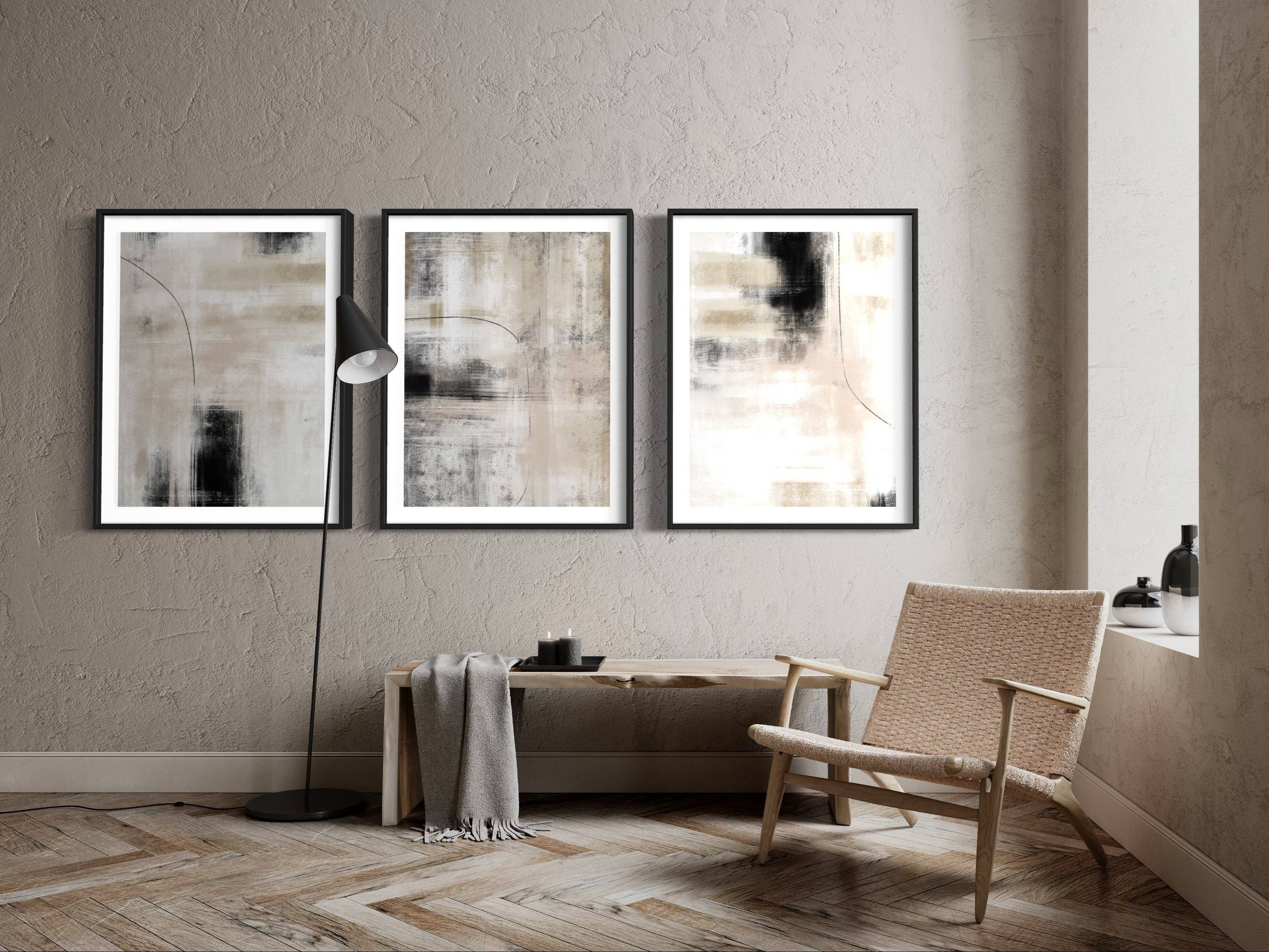D'LUXE PRINTS - Wholesale Gallery Wall Set - Neutral Abstract Set of 3 Prints7