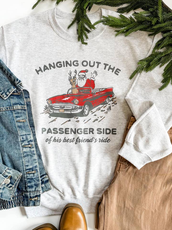 Mugsby - Wholesale Graphic Sweatshirt - Women's - Santa Sweatshirt, Christmas Sweatshirt, Santa Rudolph