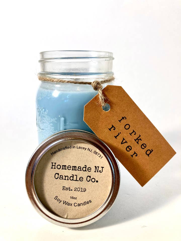 Forked River - 16 oz. Mason Jar Candle for wholesale by Homemade NJ Candles