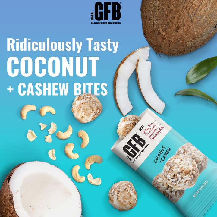 The GFB - Wholesale Snack bar - The GFB Coconut Cashew Bites: Individually Wrapped 10 Ct Box3