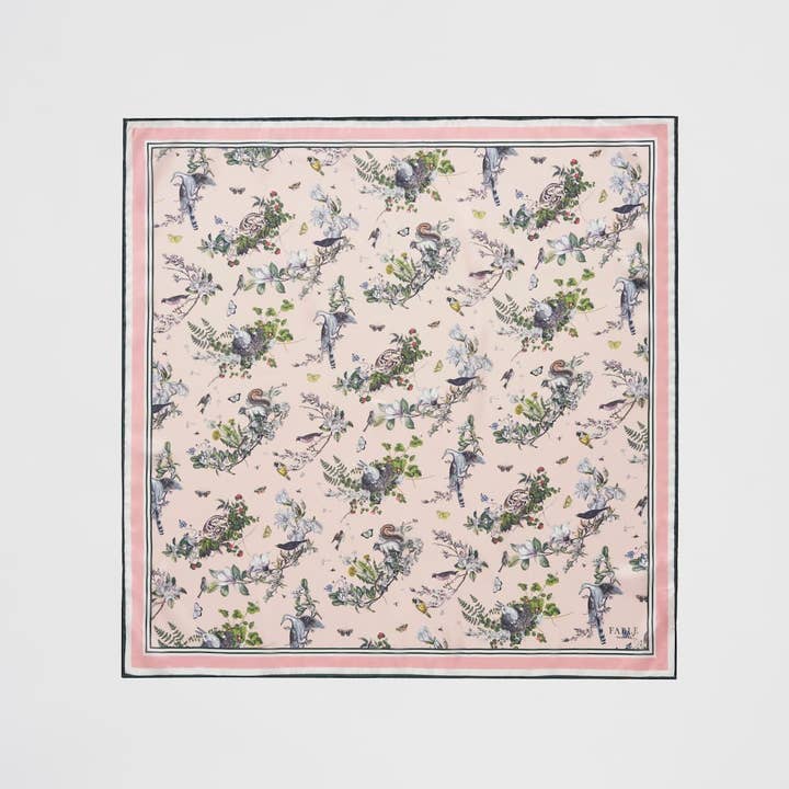 Fable England - Wholesale Scarf - Women's - FABLE Morning Song Peach Parfait Square Scarf