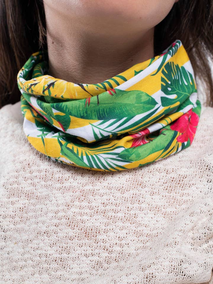 Multi Purpose Neck Scarf - Floral Stripes for wholesale by Bee & Alpaca