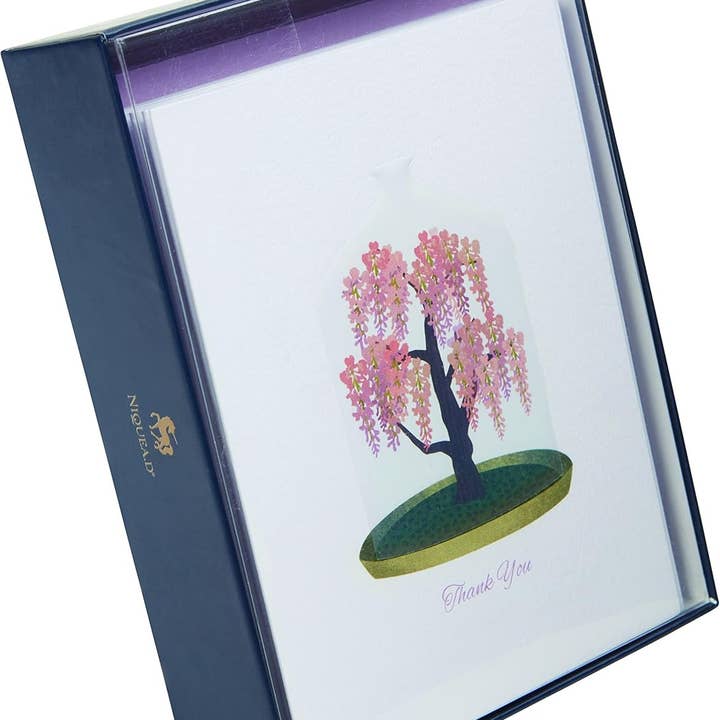 Cartões de Nota Sob Cloche com Glicínias em Caixa por atacado de NIQUEA.D