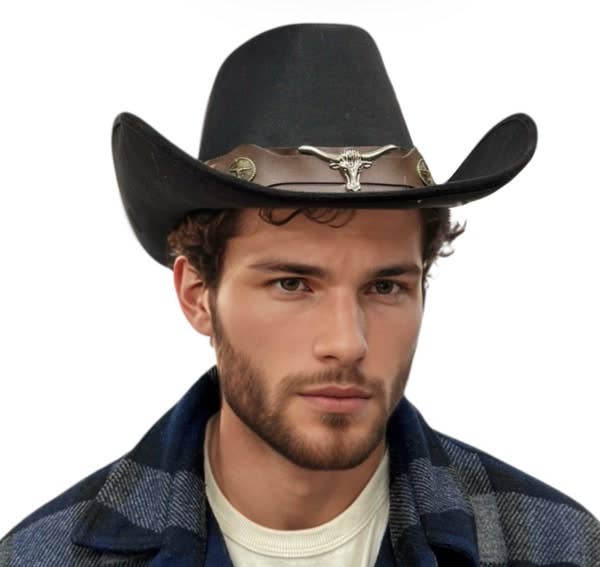 KBW Global Corp. - Vente Chapeau de cowboy – unisexe - Chapeau de cow-boy noir Longhorn0