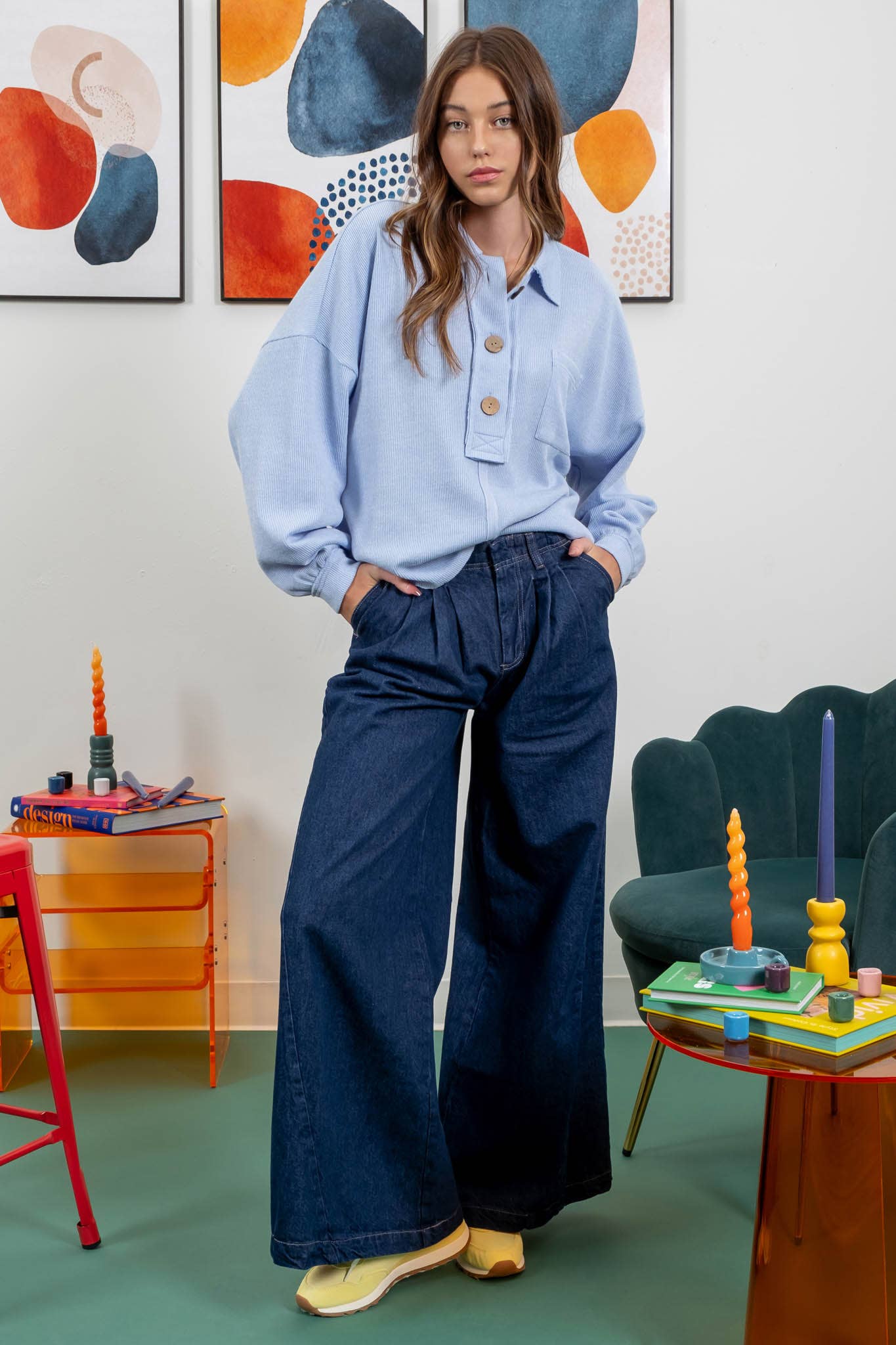 Blu Pepper - Venta al por mayor Jersey corto de punto - Mujer - TOP DE PUNTO CON CUELLO Y BORDES CRUDOS40