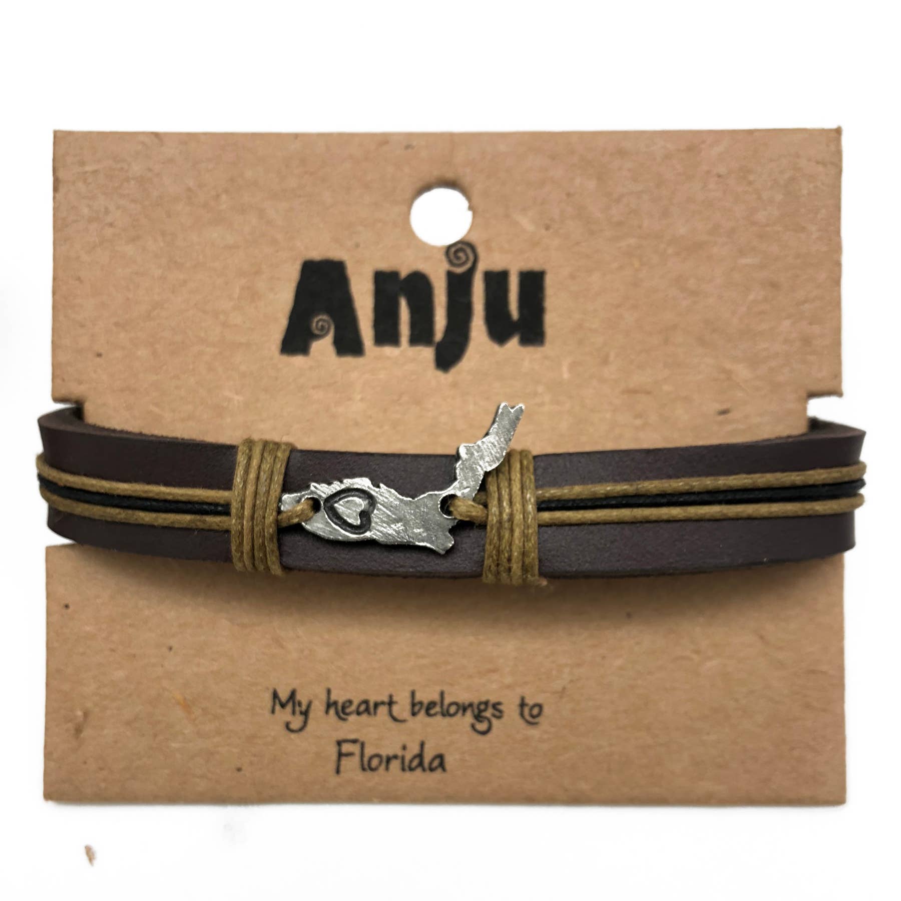 Anju Jewelry – Großhandel Armband mit Charms/Anhängern – Home State Schmuck - Zinn Lederarmband6