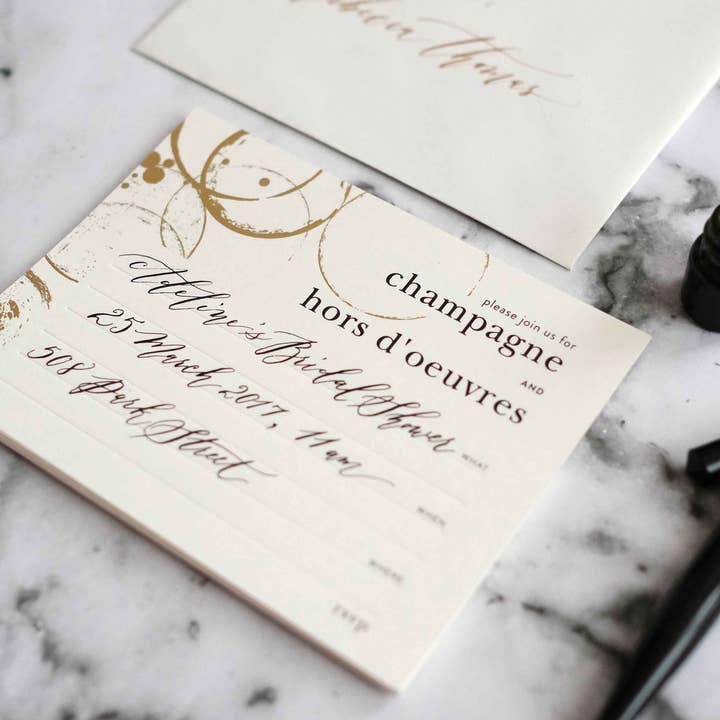 Paper Provision - Wholesale Invitations - Champagne & Hors D'oeuvres Invitations Set of 85