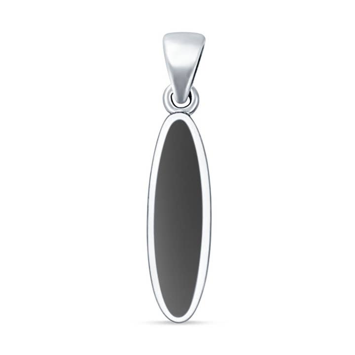 Oval Black Onyx Pendant Oxidized for wholesale by Blue Apple Imports