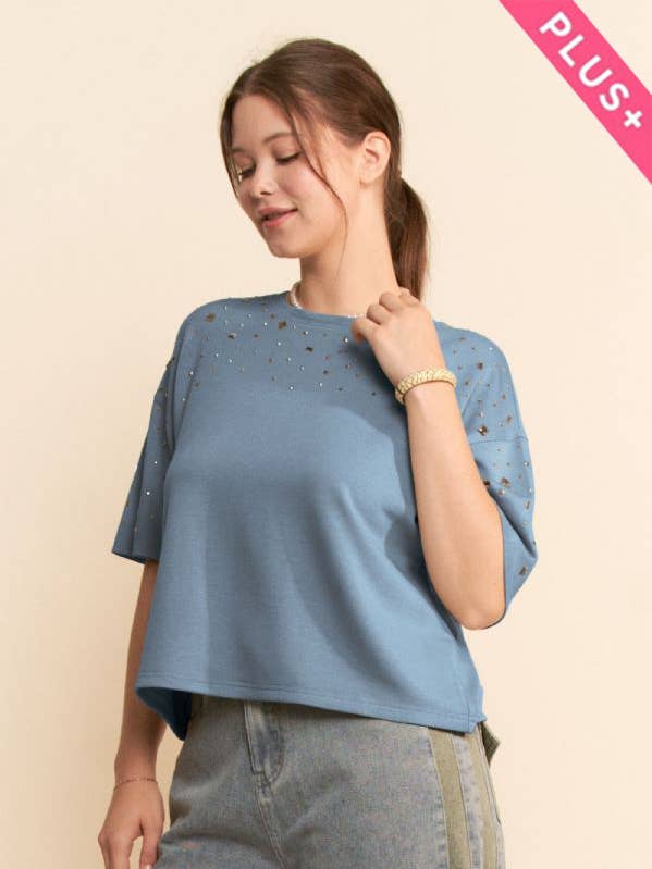 PLUS HOTFIX BESATZ KURZARM LOOSE FIT OBERTEIL für den Großhandel von Davi & Dani