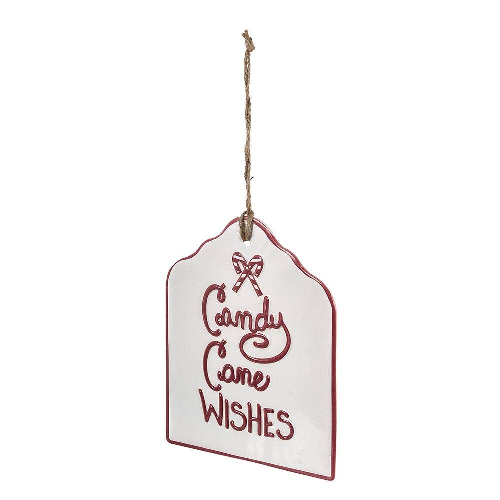 A&B Home Group Inc. - Wholesale Wall Sign - 7.5x9"H Candy Cane Wishes Iron Ornament1