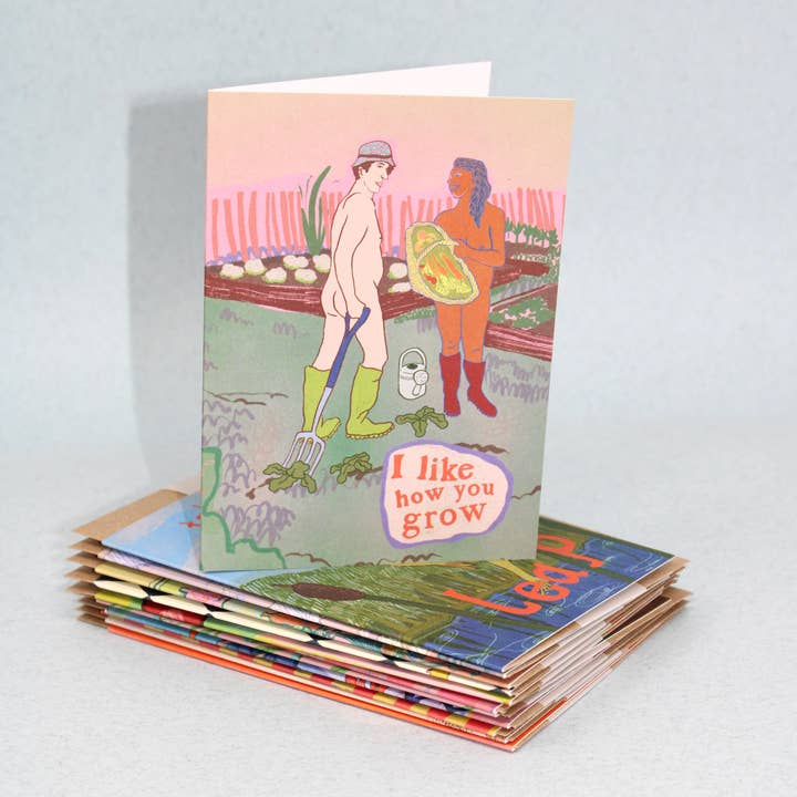 Naked Gardener A6 Greetings Card and other Purchase Wholesale wheelbarrow planter. Free Returns & Net 60 Terms on Faire trending on Faire.