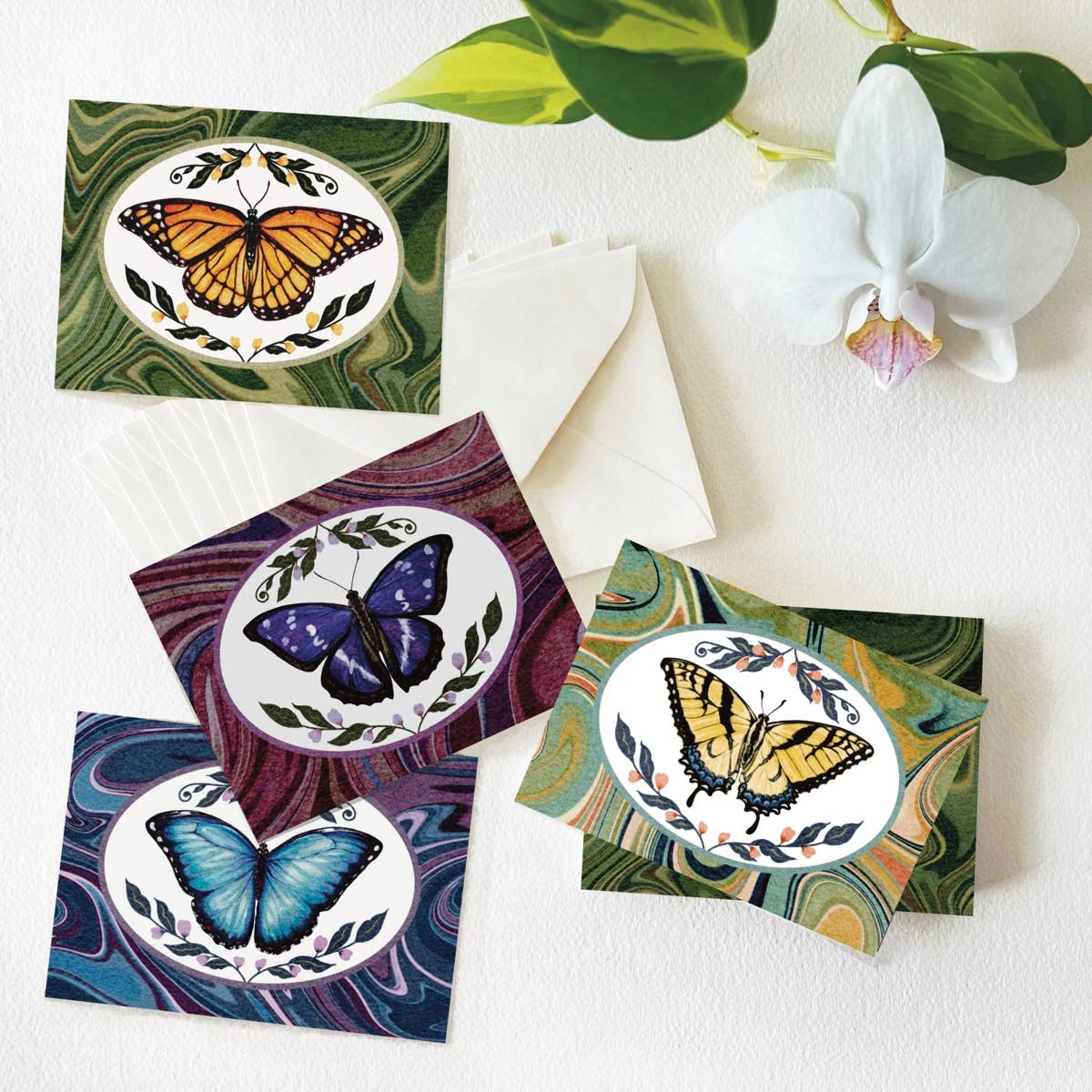 Folk Meadow - Wholesale Stationery/Notecard Set - Pack of 8 Mini Cards and Envelopes : Pack of Pollinators 2
