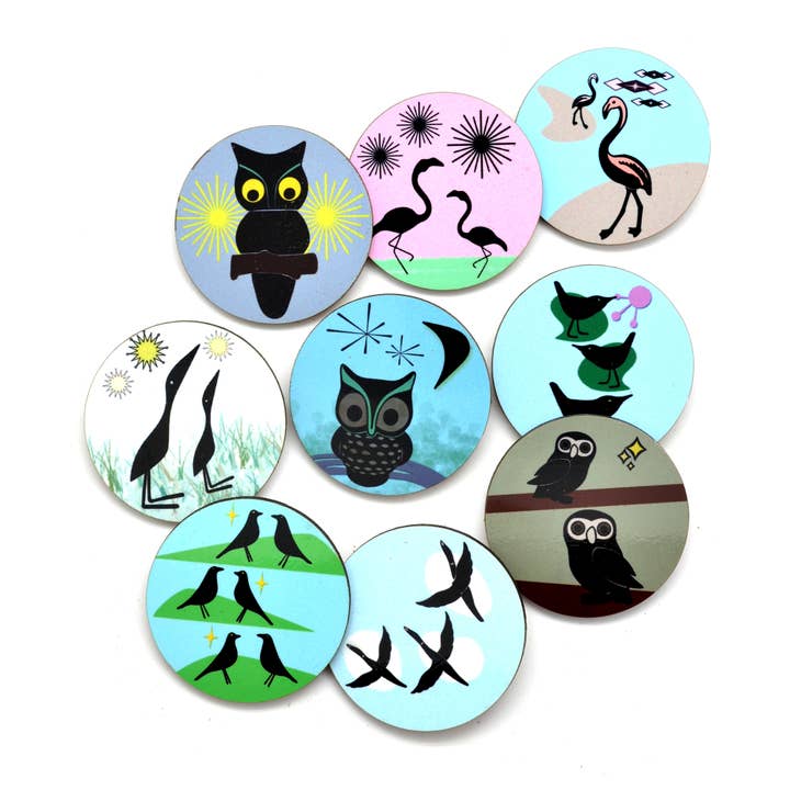 Mid-Century Modern Bird Pins - Owls too, with Vintage Style for wholesale by Dunitz & Company