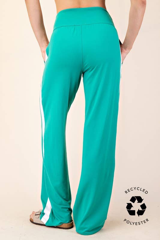 Sunday Morning – Großhandel Hose – Damen – P746337 SOLIDE RECYCELTE BUTTERGESTREIFTE GERADE HOSE2