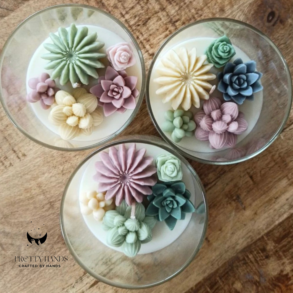 Pretty Hands - Wholesale Novelty Candle - Cacti And Succulents Terrarium Candle With Lid Large2