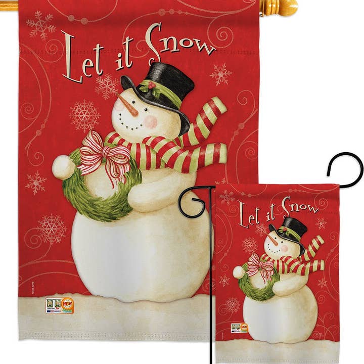 Two Group Flag Co - Wholesale Flag - Scarf Snowman Let it Snow Wintertime Winter Wonderland Flag3