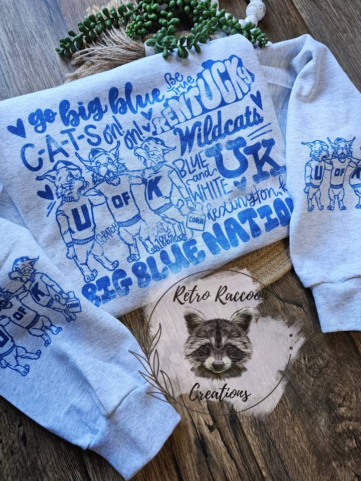 Retro Raccoon Creations - Wholesale Graphic Sweatshirt - Unisex - Big Blue Nation Cats