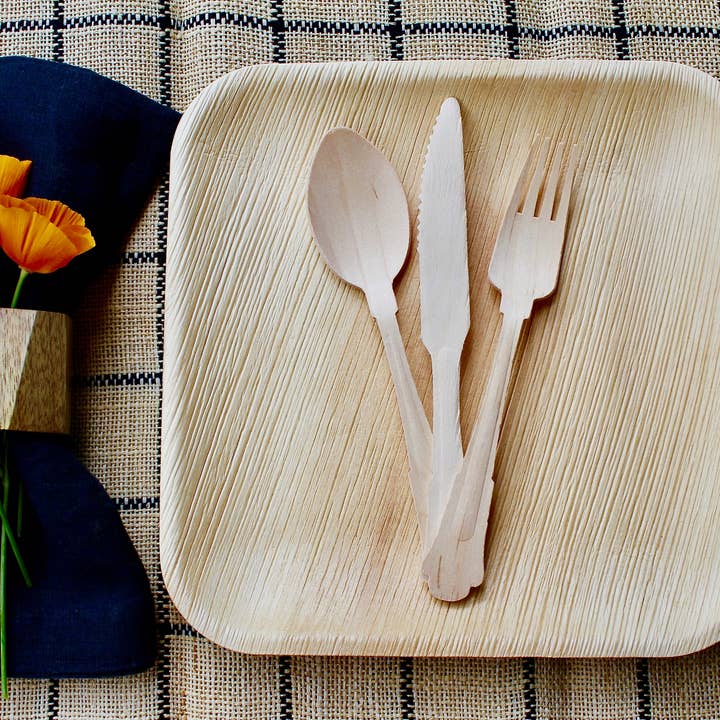 Eco Elegant Table Ware - Venta al por mayor Platos desechables - Plato de bambú, 50 unidades, 10 pulgadas, cuadrado, 150 piezas, cubiertos desechables