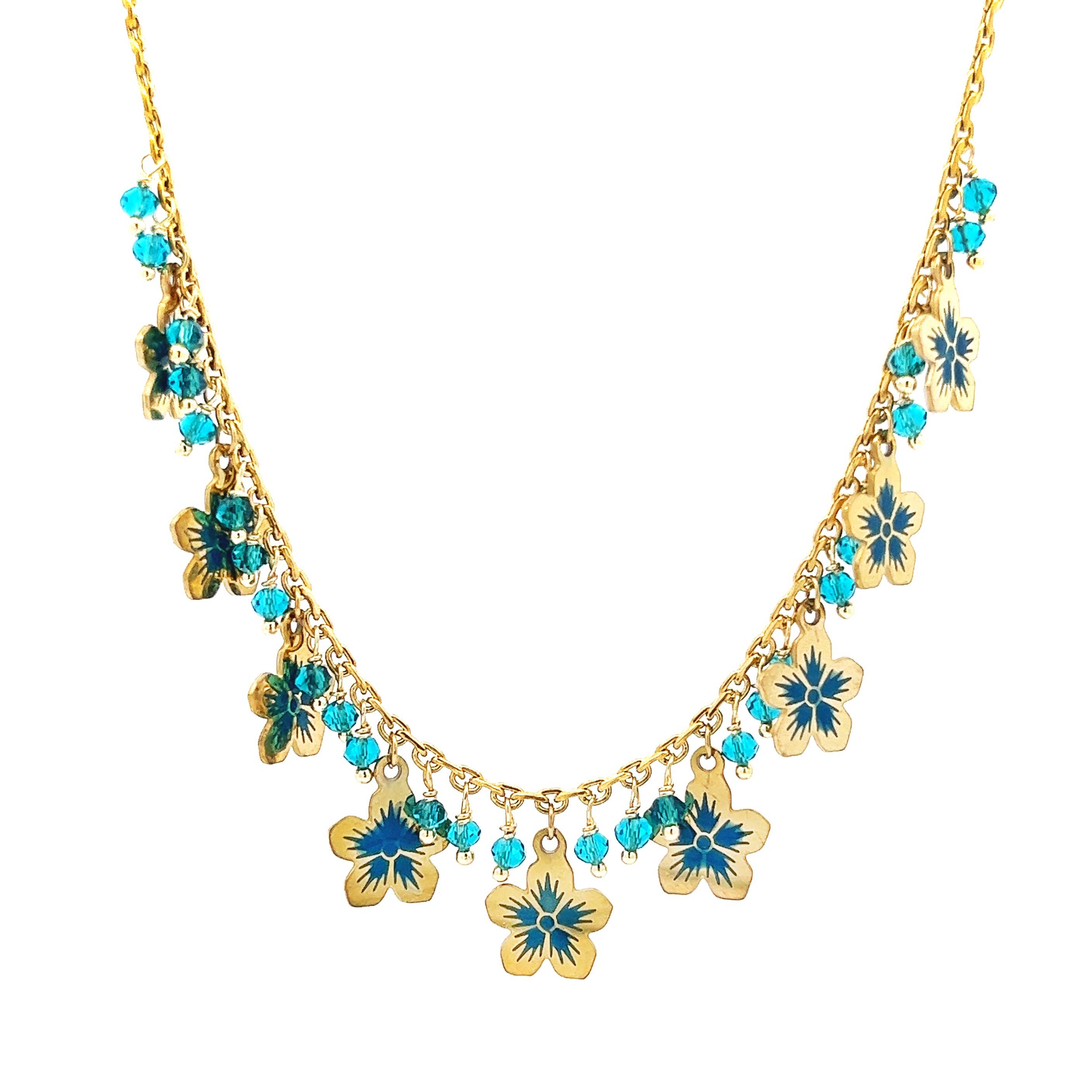 AMORINO SRL – Colar pingente/pendente por atacado – Colar Cristal E Flor - NK22134D1380