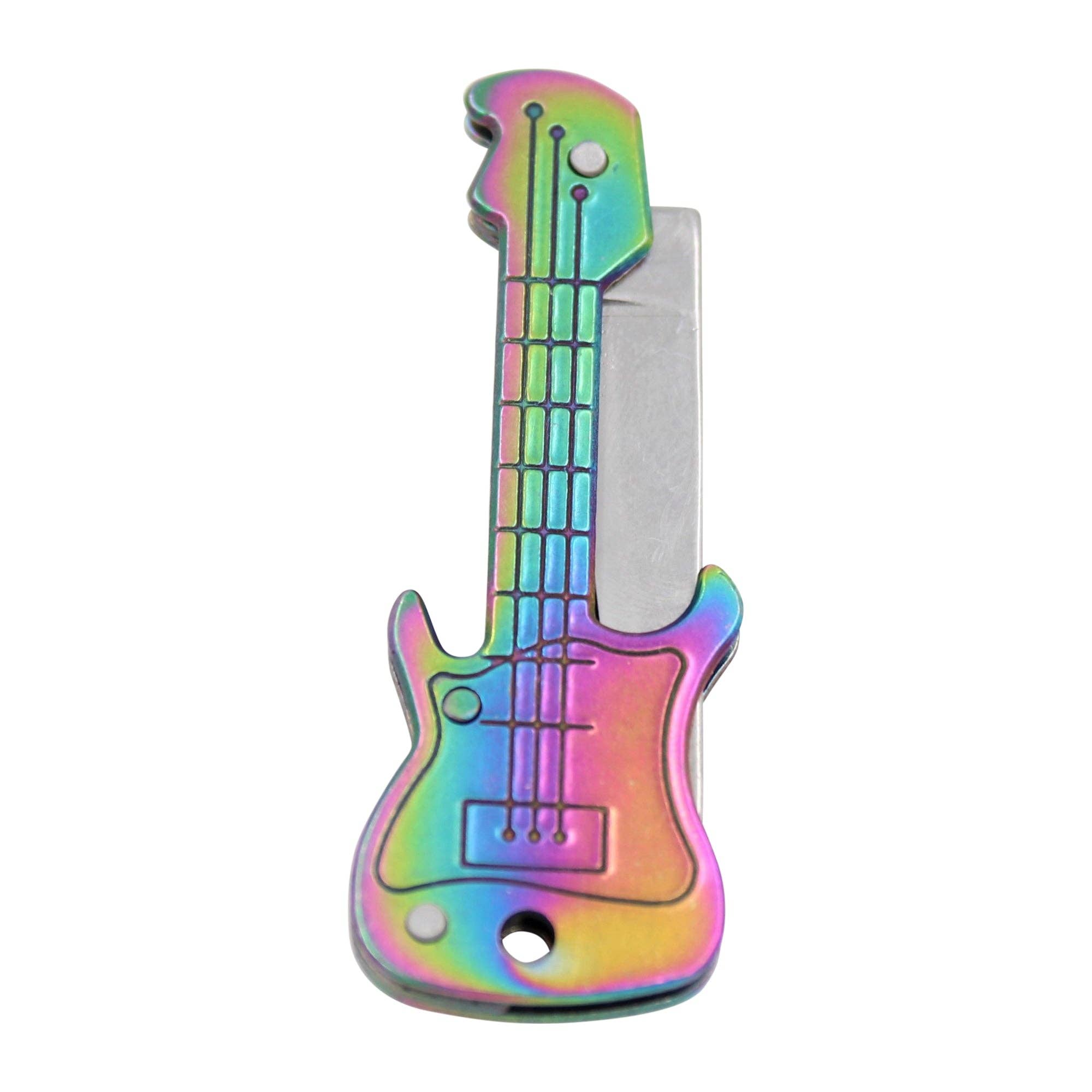 Real Sic - Vendita all'ingrosso Coltellino tascabile/portacoltellino - Mini portachiavi pieghevole con coltello EDC - Tasca multiuso a forma di chitarra0