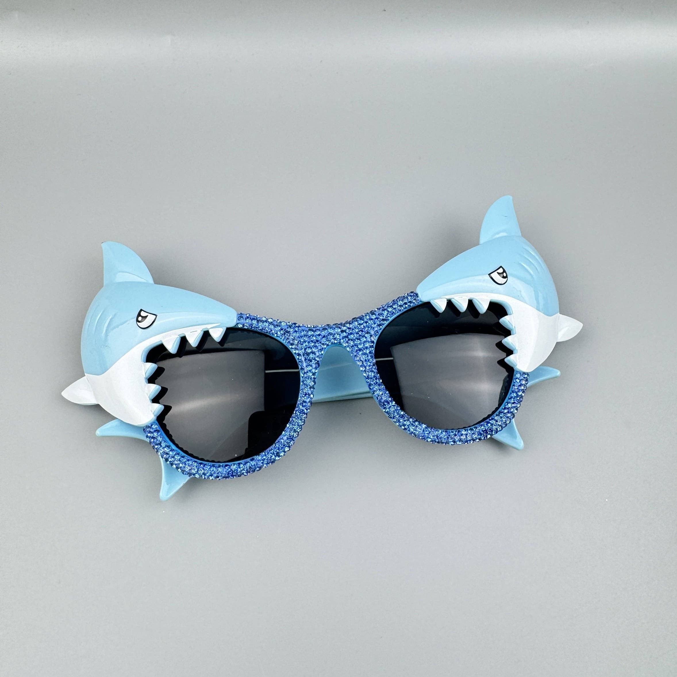 Blue Handmade Rhinestone Shark Party Eyeglasses G0524 for wholesale on Faire3
