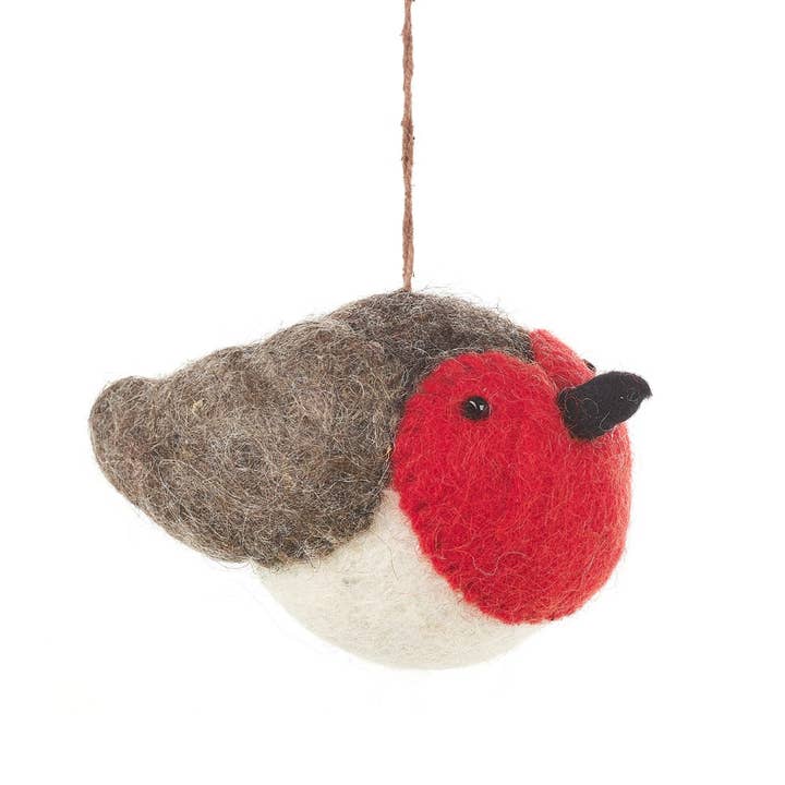 Handmade Needle Felt Hanging Christmas Decoration - Rosie Robin Handmade Needle Felt Hanging Christmas Decoration - Rosie Robin