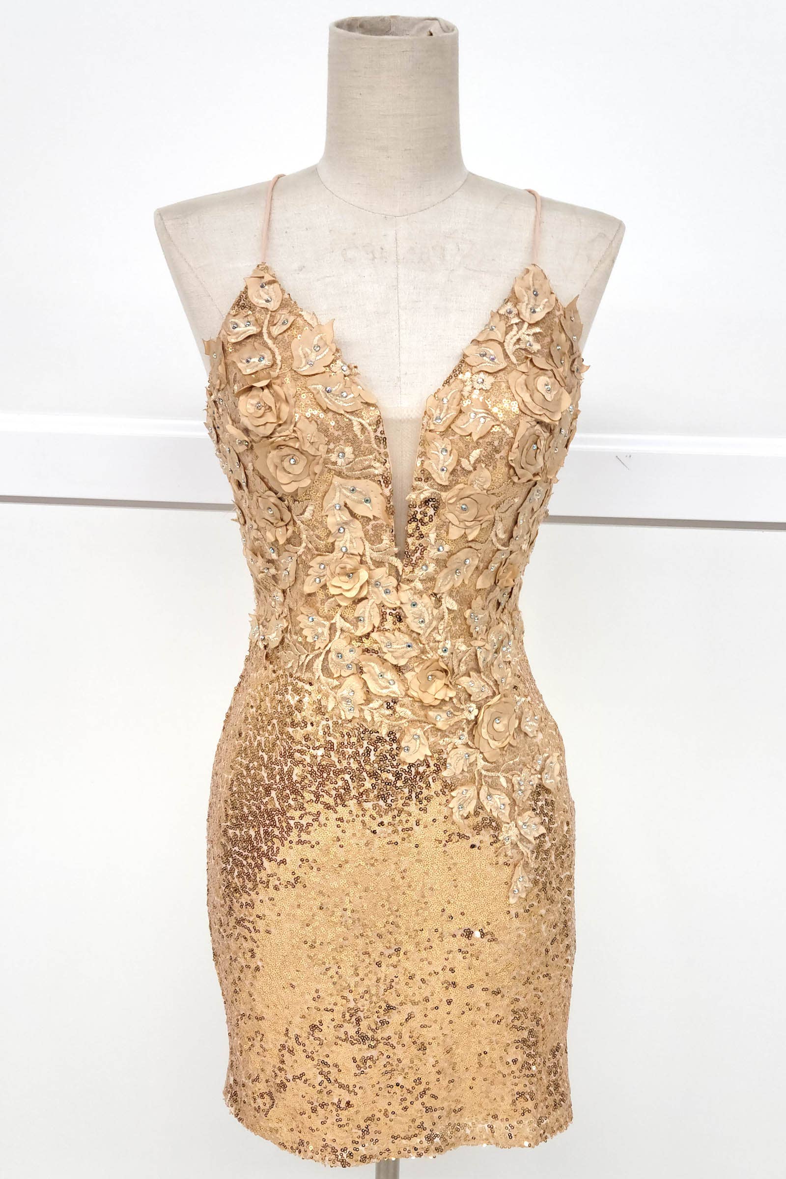 Chicas - Wholesale Jurk - Dames - Bodycon pailletten mini-jurk met bloemen en bandjes C80722