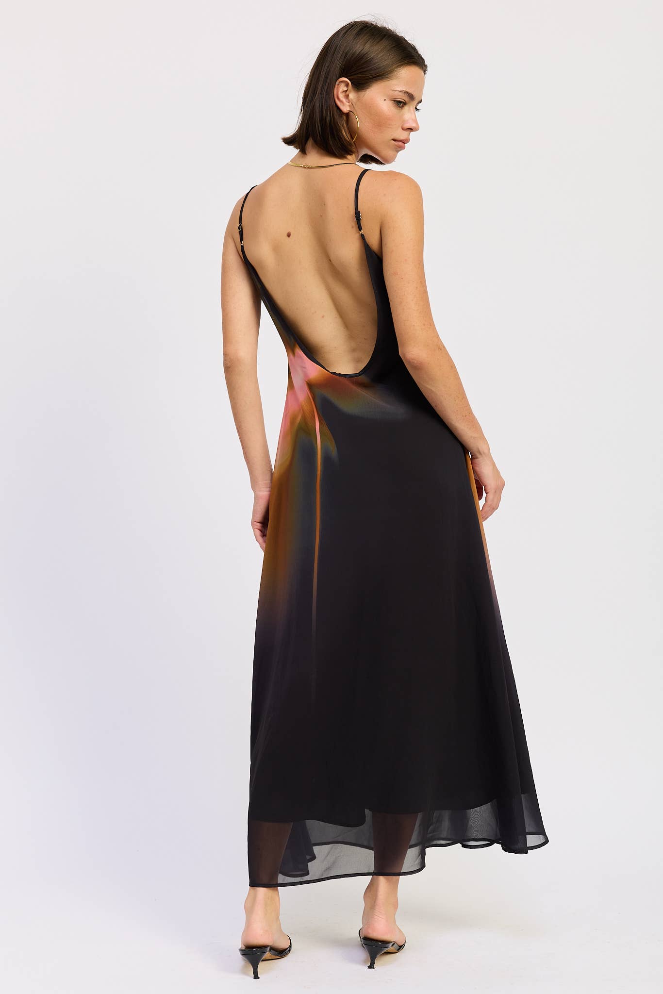 BLACK MAXI FLORAL PRINT SLIP DRESS WITH SCOOP BACK  for wholesale on Faire8