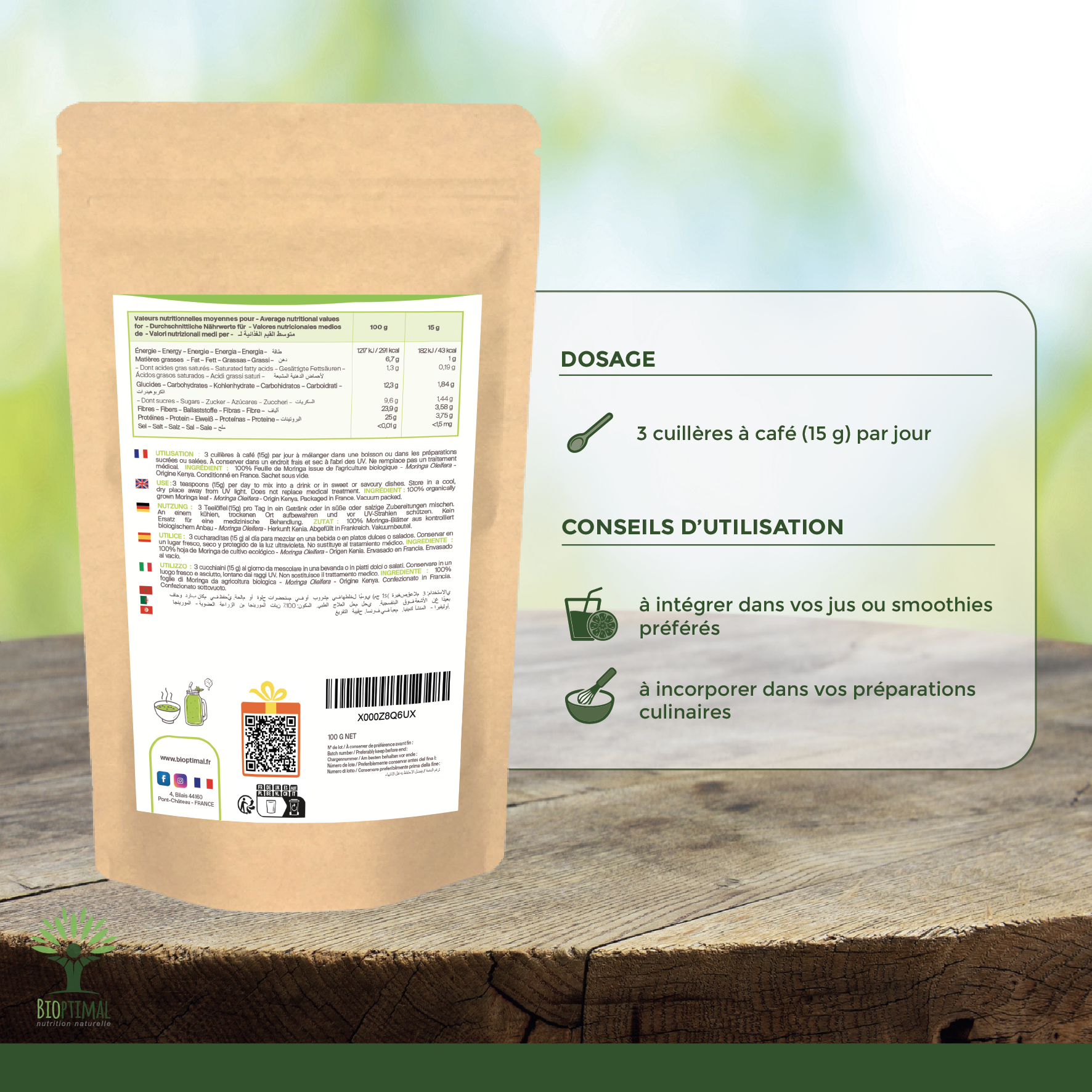Bioptimal - Wholesale Protein/Superfood Powder - Organic Moringa powder - Packaged in France - Vegan5