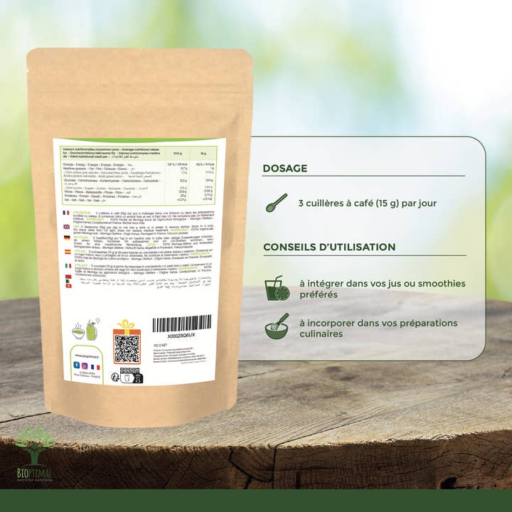 Bioptimal - Wholesale Protein/Superfood Powder - Organic Moringa powder - Packaged in France - Vegan5