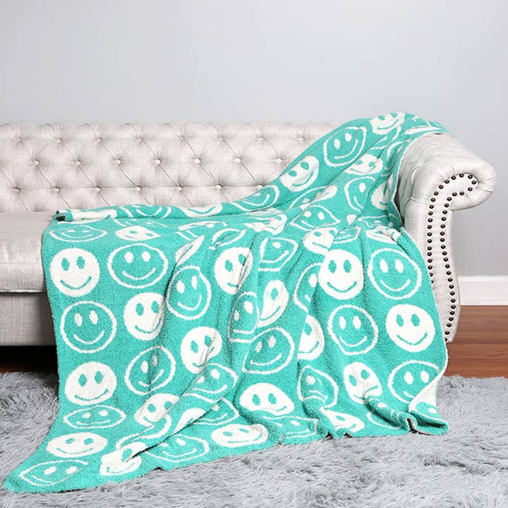 Fashion City - Wholesale Throw Blanket - Happy Face Patterned Throw Blanket5