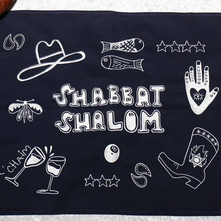 Nice Jewish Girl Doodles - Wholesale Dinner & Cloth Napkin - Contemporary Embroidered Challah Cover4