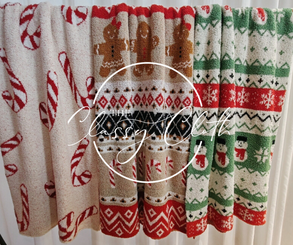 The Classy Cloth WS - Wholesale Throw Blanket - Christmas Luxe Blanket- Snowman Fair Isle RTS4