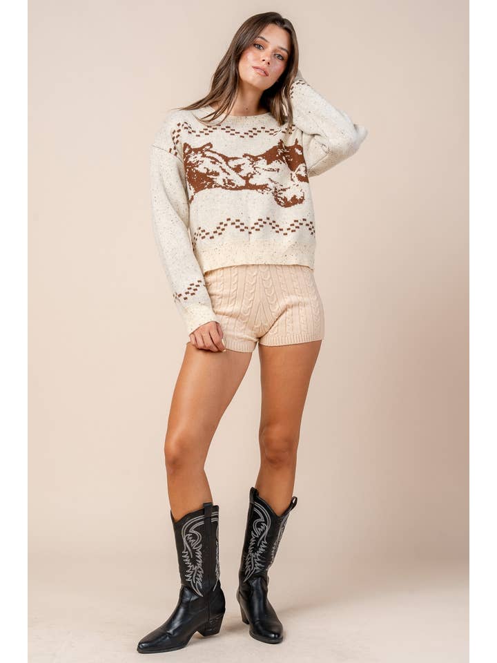 FARINA D'AVENA CT10520B / MAGLIONE CON MOTIVO CAVALLO in vendita all'ingrosso su Faire4