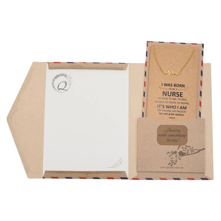 Quan Jewelry - Vendita all'ingrosso Collana con ciondolo/pendaglio - Collana con cardiogramma Macaria, regalo per infermiera23