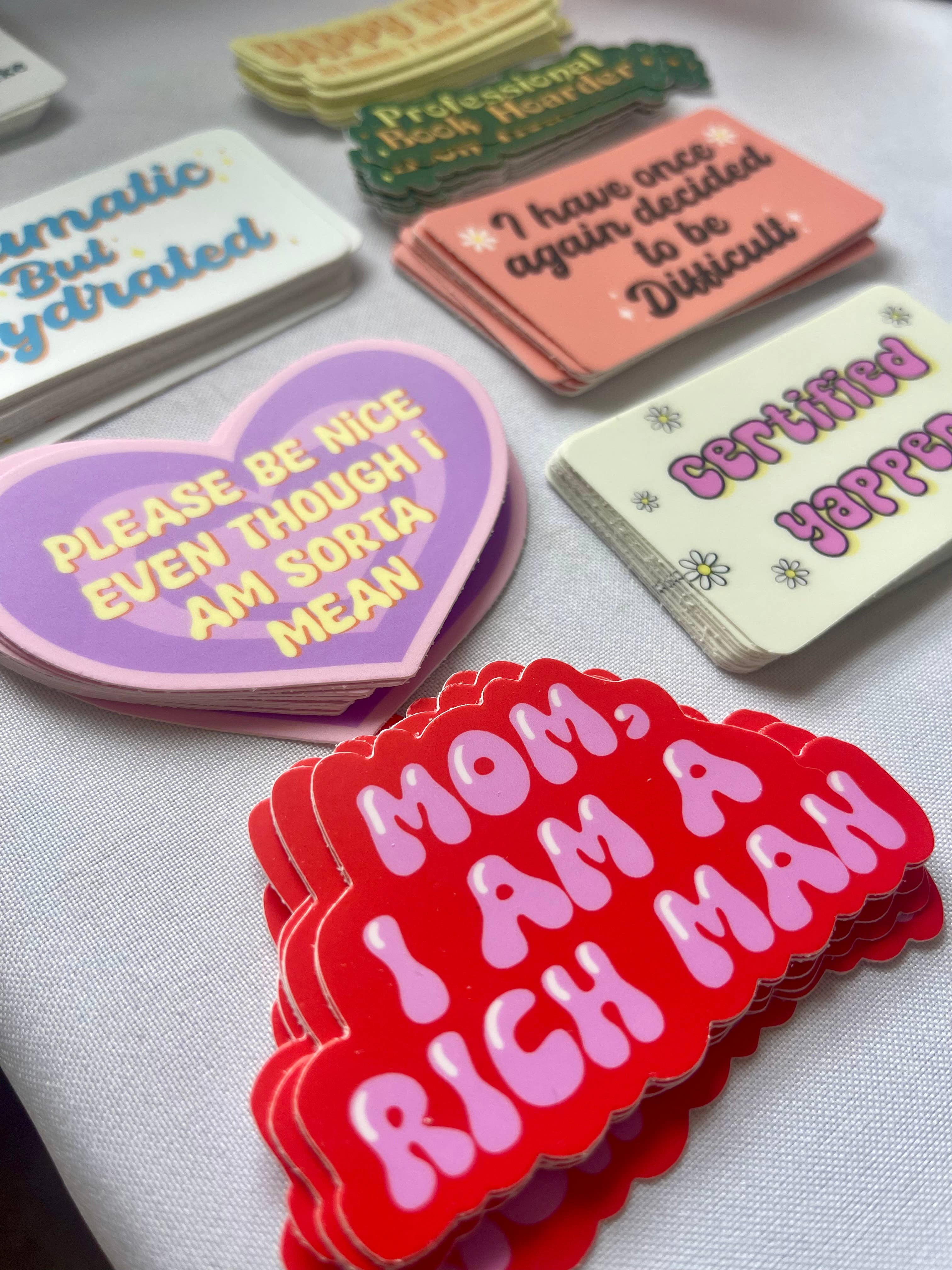 Stickers by Saylor - Wholesale Sticker - Cher Mom I Am a Rich Man Vinyl Sticker Pink and Red1