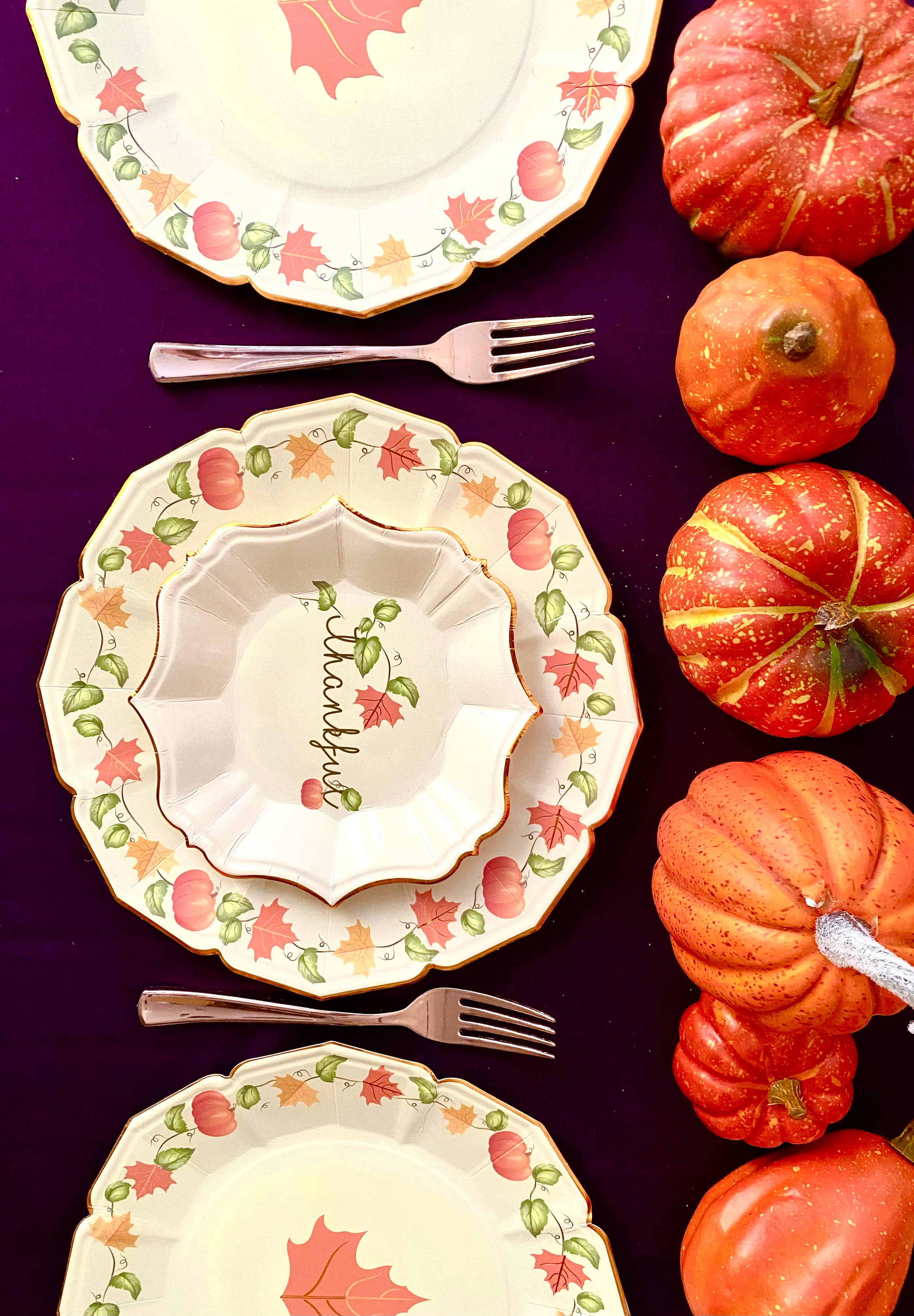 EID Creations - Vente Assiette jetable - 8 assiettes à dîner Thankful Fall2