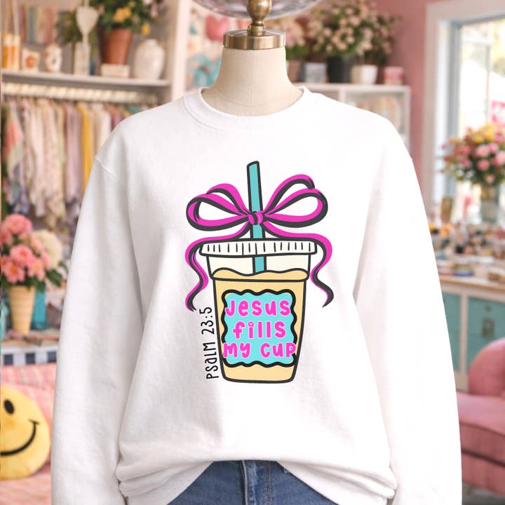 Sweatshirt chrétien "Jésus remplit ma coupe" | Marque Gildan pour la vente par Shoppe SHC