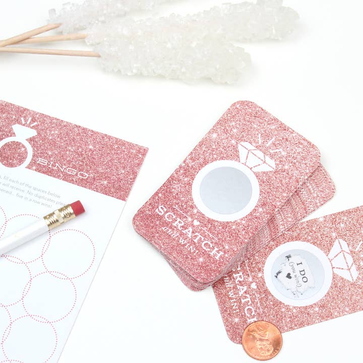 Inklings Paperie - Wholesale Card Game - Bridal Scratch-off Game - Rose Gold Glitter6