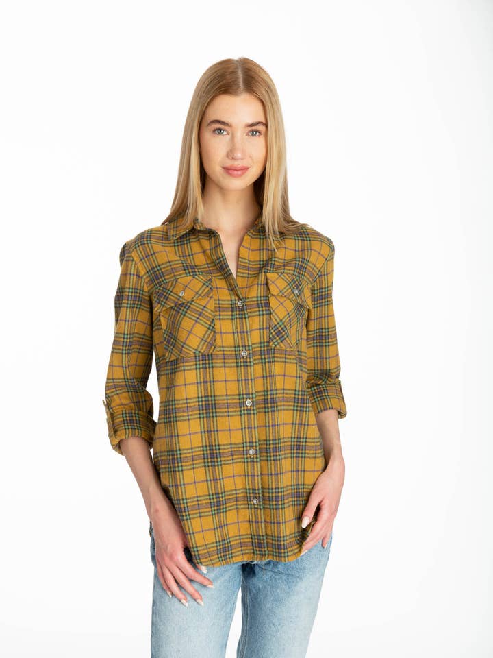 FLANNEL PLAID SHACKET for engroshandel hos Given Kale
