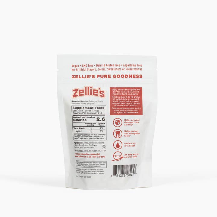Zellie's - Wholesale Chewing Gum - Zellie's Xylitol Dental Gum - Cinnamon Gum 240ct Pouch