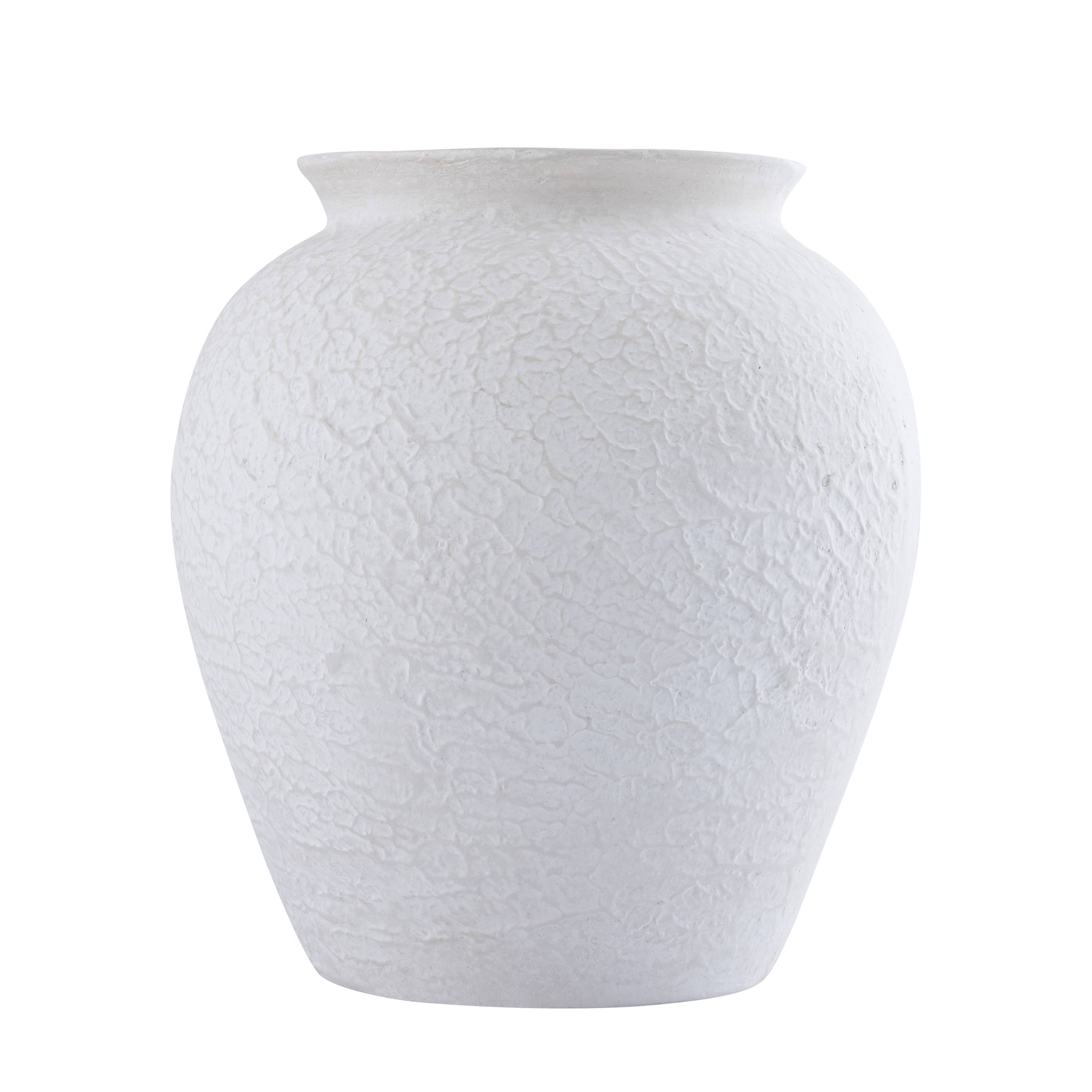 Paper Mache Pot Natural White Dia 12.20" for wholesale on Faire3