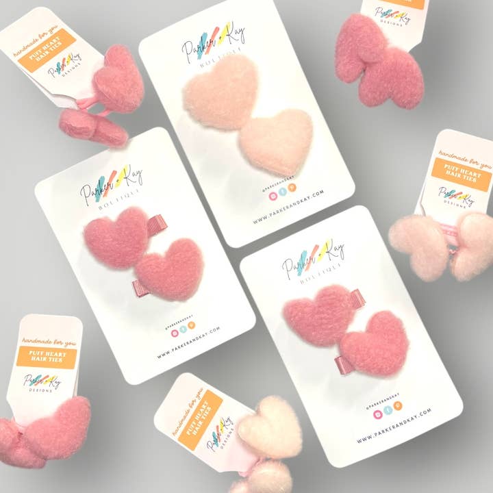 Wool Heart Hair Ties or Clips for wholesale by Parker and Kay Collective