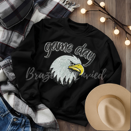 Brazenly Envied - Wholesale Patch - Sequin Eagle Iron-On Patch: Game Day Apparel (11.75" W x 10.5" H ) DIY Trendy Patch Iron on Patcg0