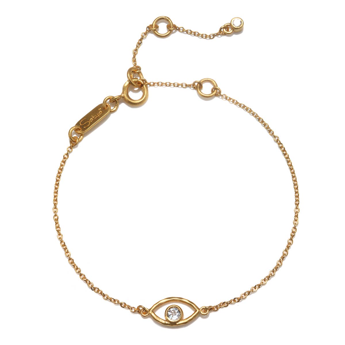 Satya Jewelry Womens Evil Eye Gold Charm Bracelet Adjustable Gold One Size