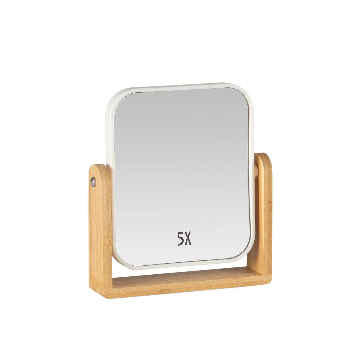 Andrea House - Wholesale Vanity Mirror - White bamboo mirror with 5x magnification0