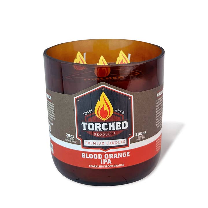 Torched Products - Wholesale Jar/Filled Candle - Torched Beer Growler Candle 28 oz - Blood Orange IPA4