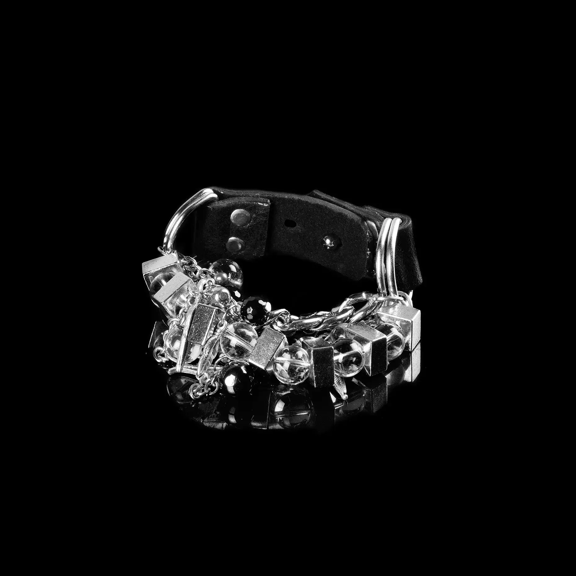 The Dark - Wholesale Charm/Dangle Bracelet - Boho Luxe Charm Bracelet  Leather & Crystal Accents 2