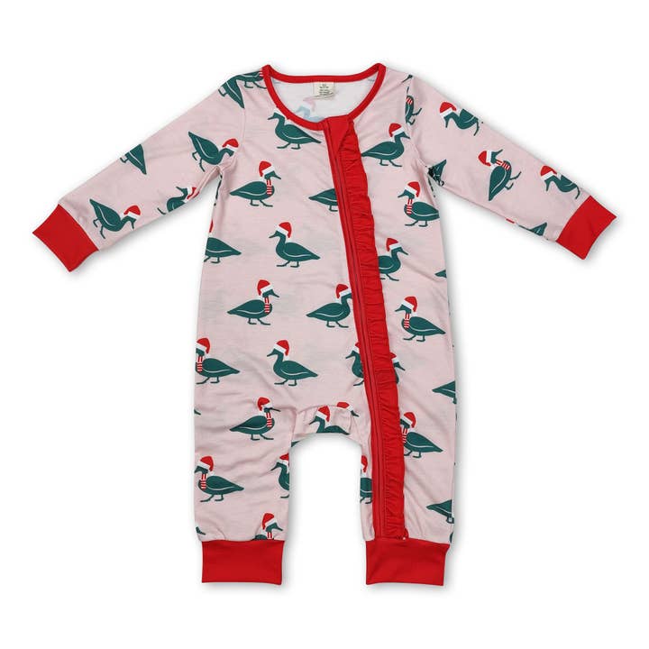 Yawoo Garments - Wholesale Sleepwear Set - Kids - Green Christmas hat duck baby boy pajamas
