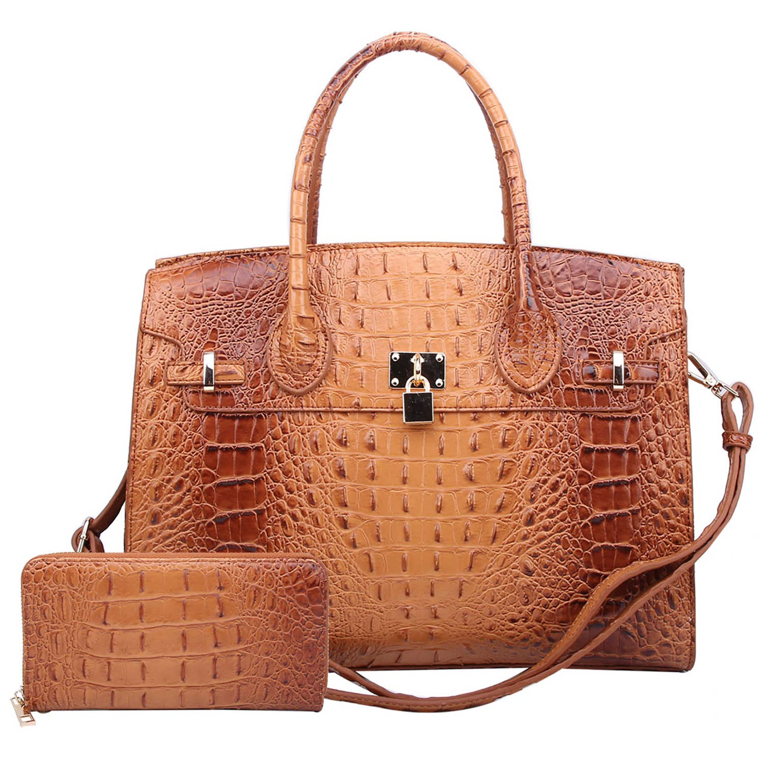 M&M HANDBAGS, LLC. - Wholesale Laptop Bag - Unisex - AC1096 W Croc Alligator Padlock 2-in-1 Satchel3
